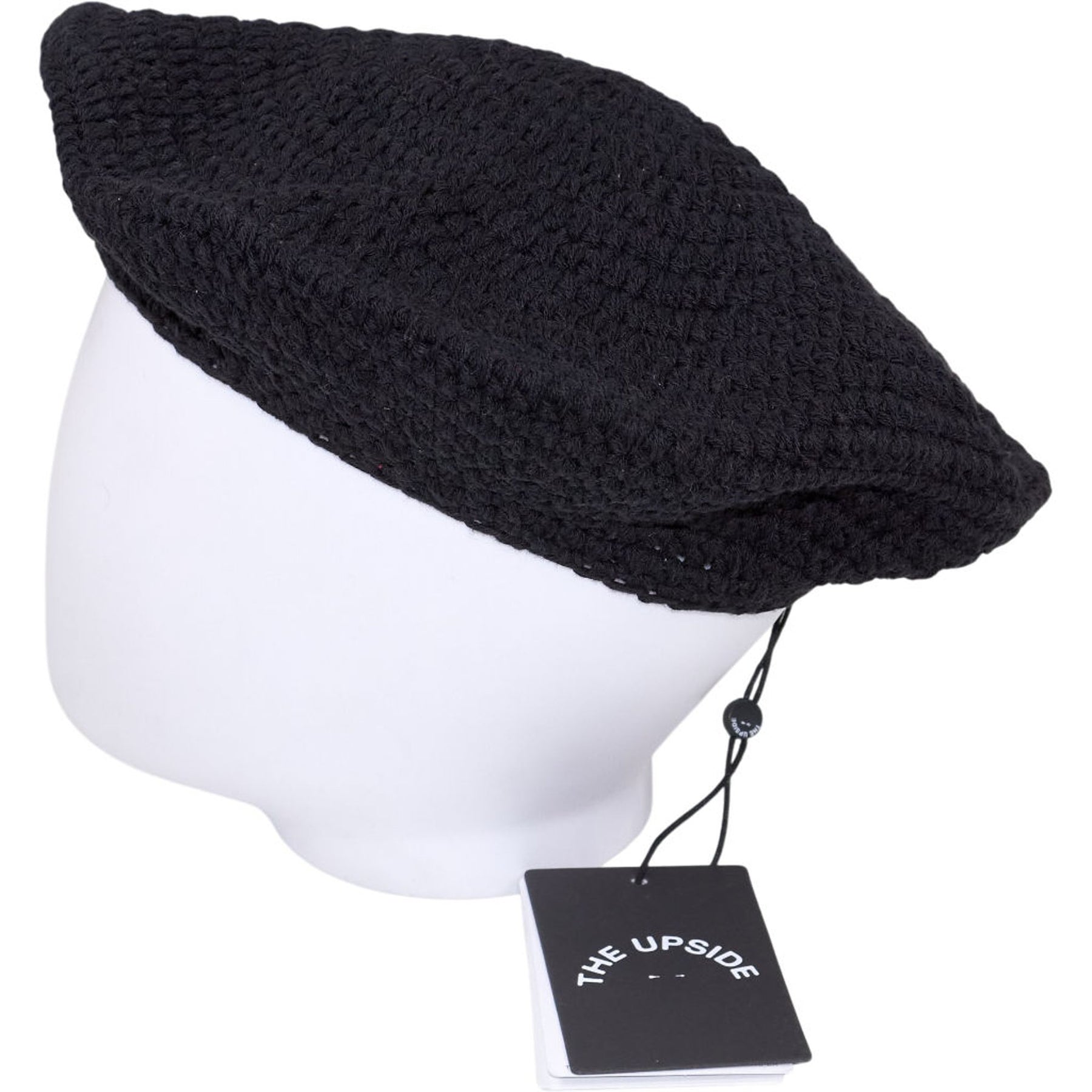 The Upside Black Crochet Beret