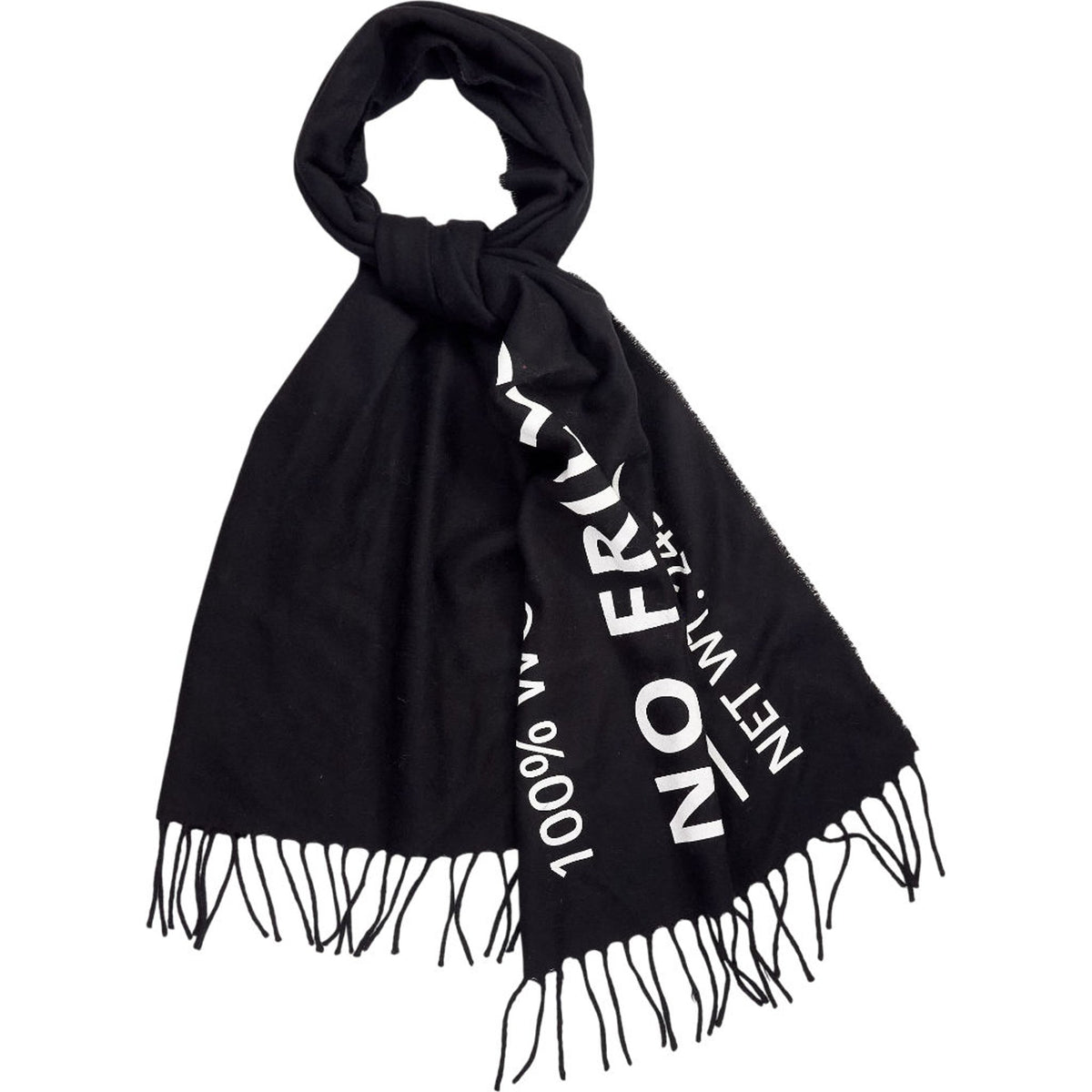 Mother of Pearl/Manteca Black Wool Scarf