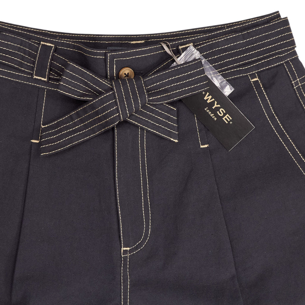 Wyse Black Cara Cotton Trousers