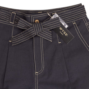 Wyse Black Cara Cotton Trousers