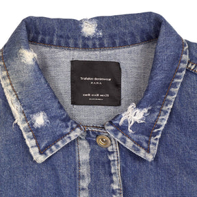 Zara Blue Embroidered Denim Jacket