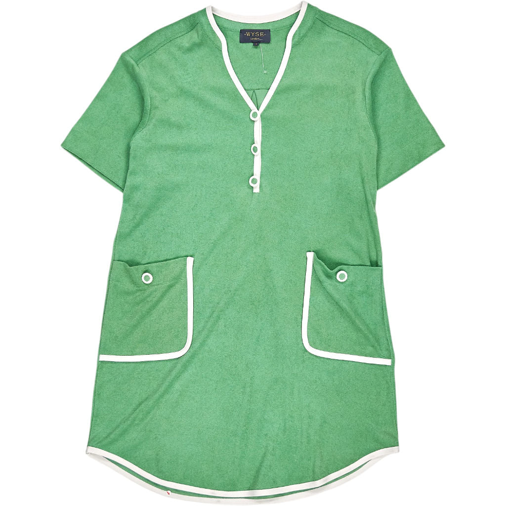 Wyse Green Towelling Shift Dress