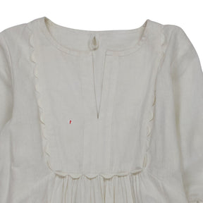 WYSE Ivory White Scallop Midi Dress