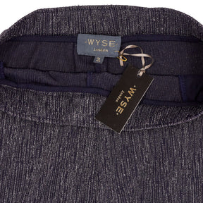 WYSE  Midnight Silver Isla Plisse Trousers