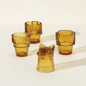 Amber Cat Stacking Glass Set