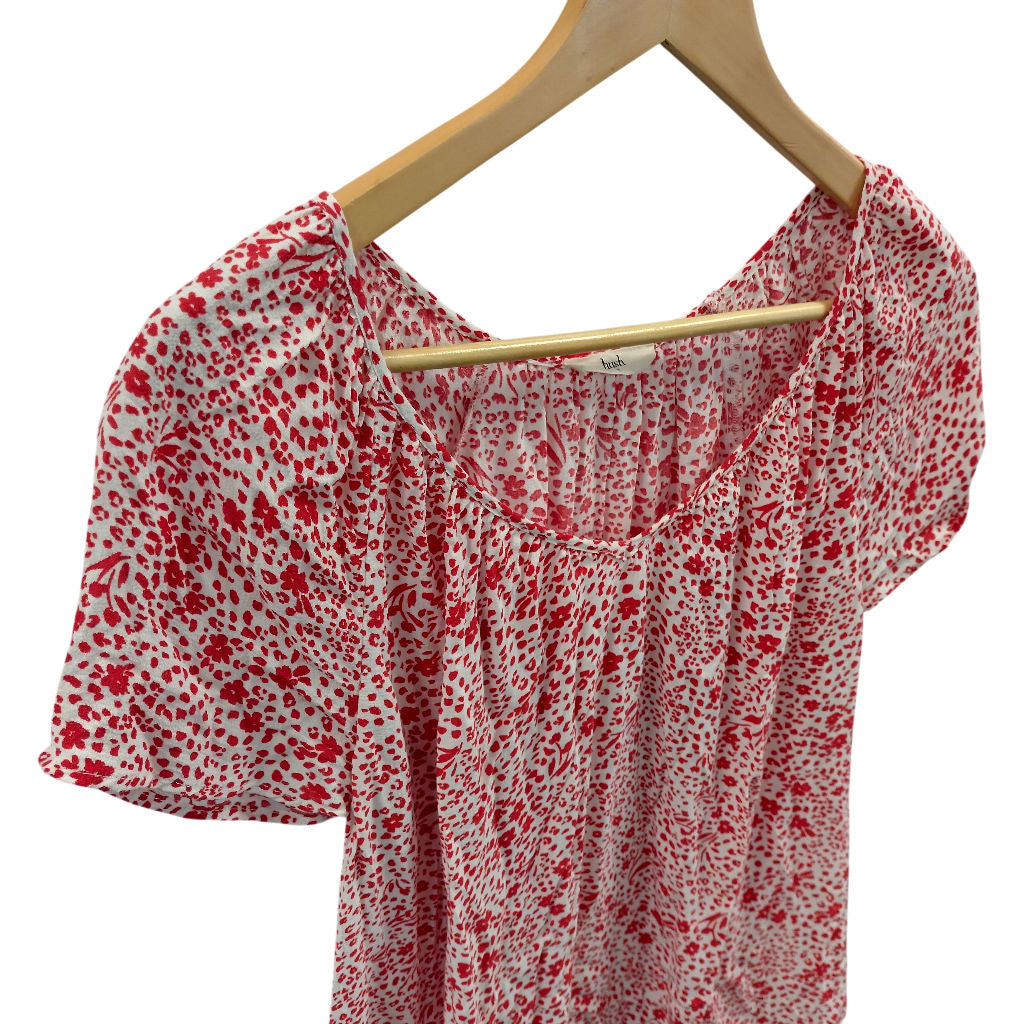 Hush Red Floral Short Sleeve Blouse
