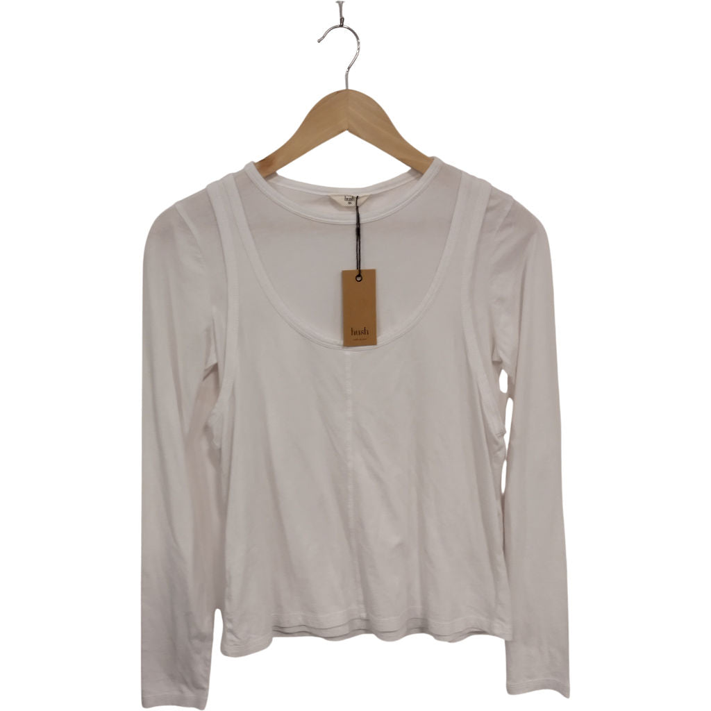 Hush White Double Layer Long Sleeve Top