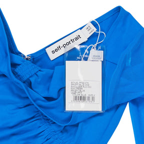 Self-Portrait Blue One Shoulder Ruched Mini Dress