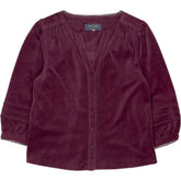 Wyse Burgundy Purple Lace Trim Blouse