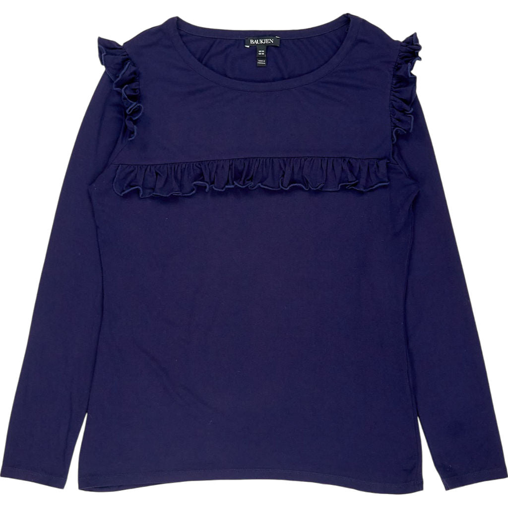 Baukjen Navy Ruffle Long Sleeve Top