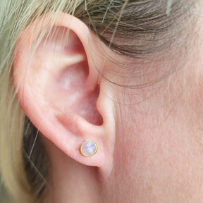 Tear Drop Stone Stud Earrings - gold plated