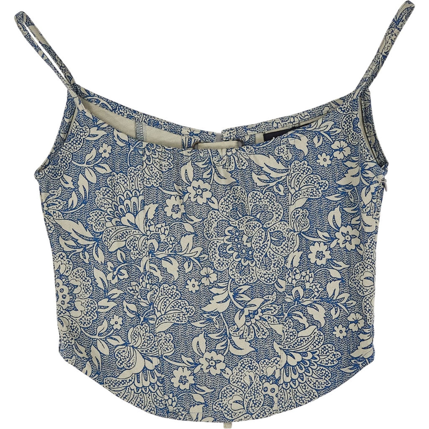 Motel Blue Ornate Print Jatemi Corset Top
