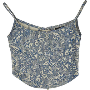 Motel Blue Ornate Print Jatemi Corset Top