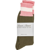 Amari Amari Pink Green Striped Socks