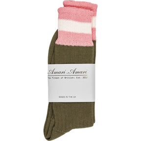 Amari Amari Pink Green Striped Socks