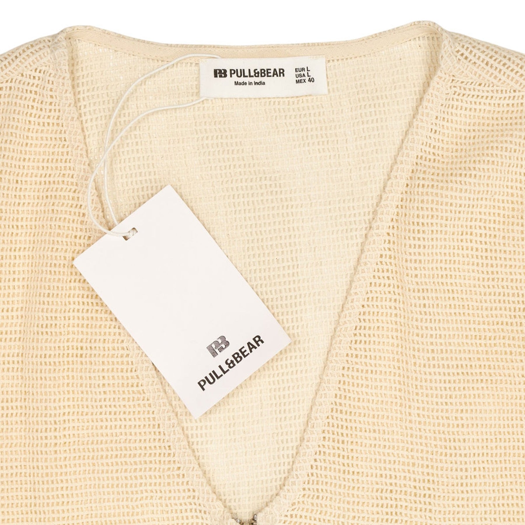 Pull & Bear Cream Mesh Vest