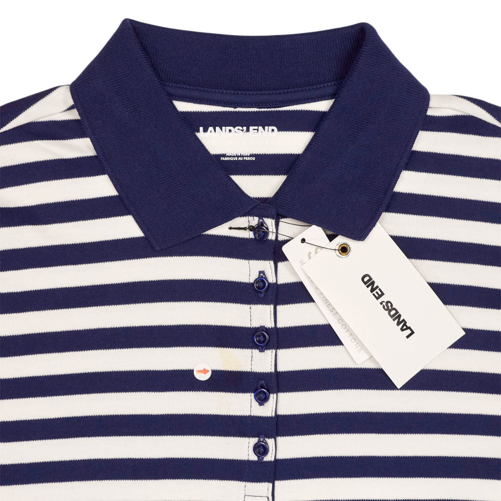 Lands' End Navy White Stripe Polo Shirt