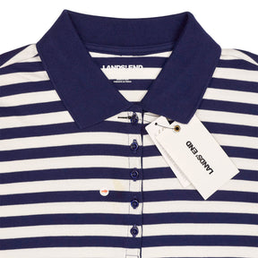 Lands' End Navy White Stripe Polo Shirt