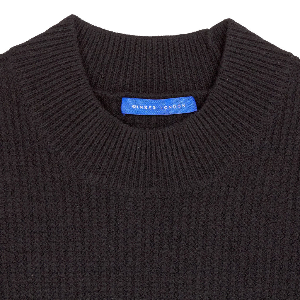 Winser London Black Merino Wool Top