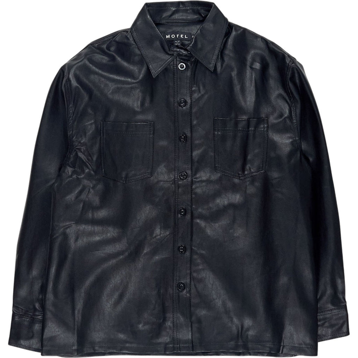 Motel Black PU Lumberjack Shirt