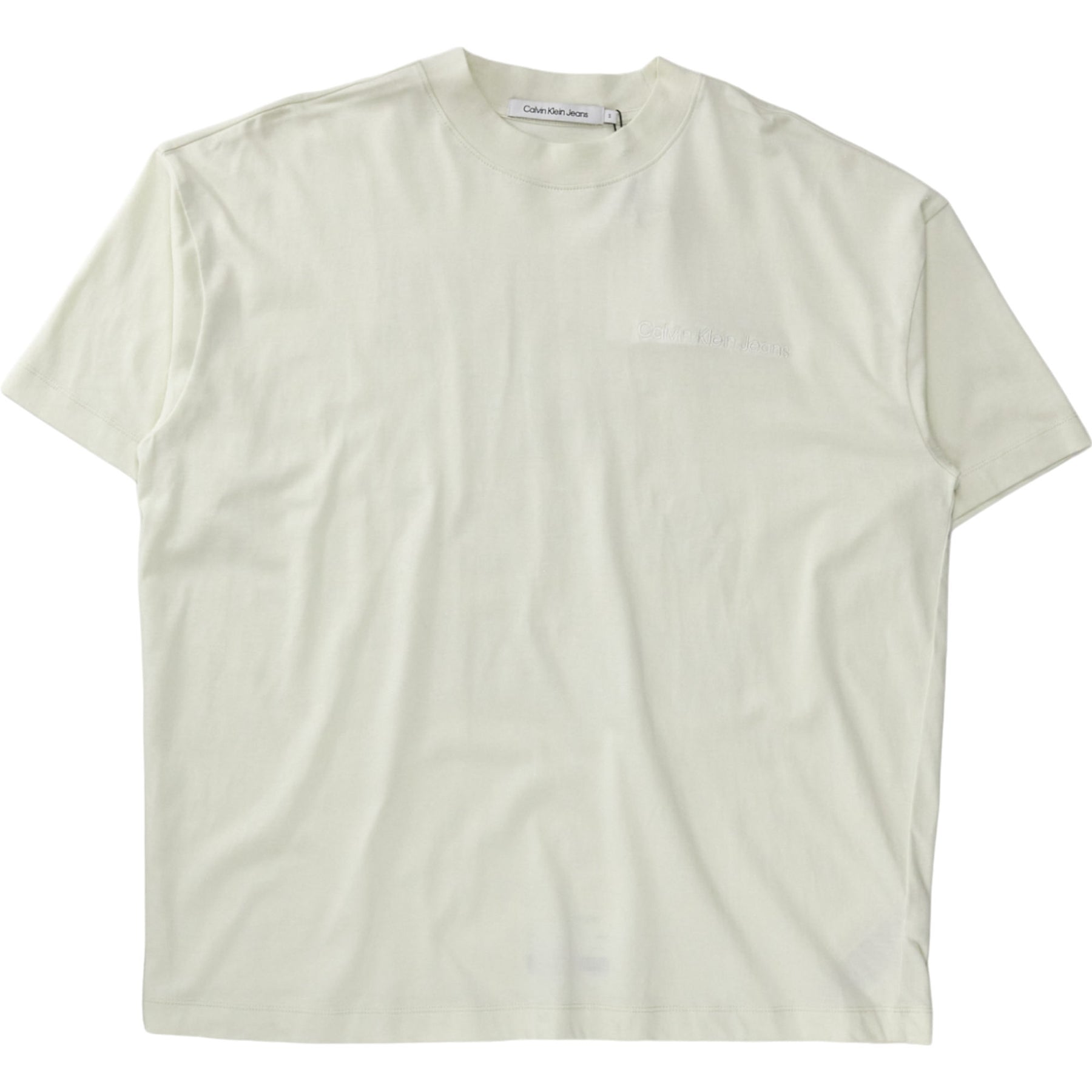 Calvin Klein Jeans Cream Cotton Embroidered T-Shirt