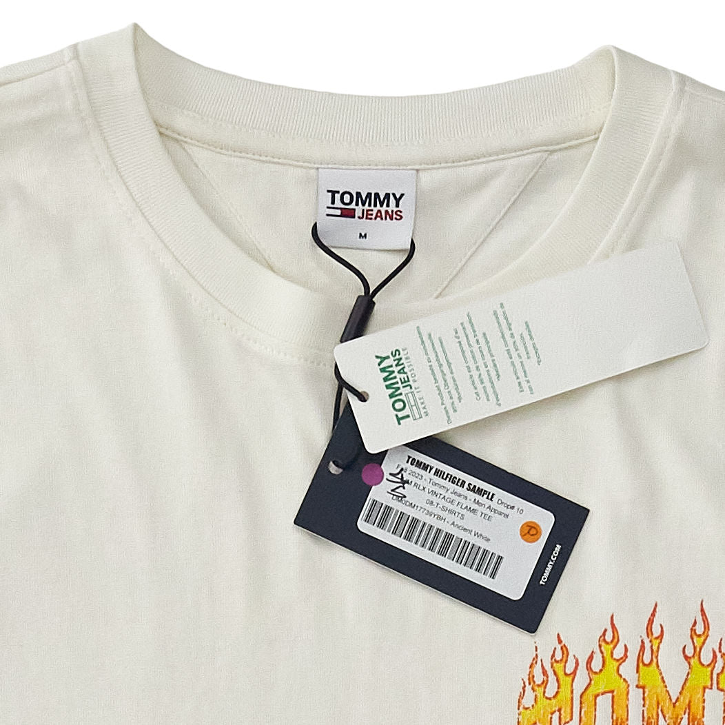 Tommy Jeans Cream Flame Print T-Shirt