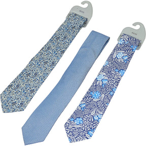Moss Blue Floral Pattern Tie Bundle x 3