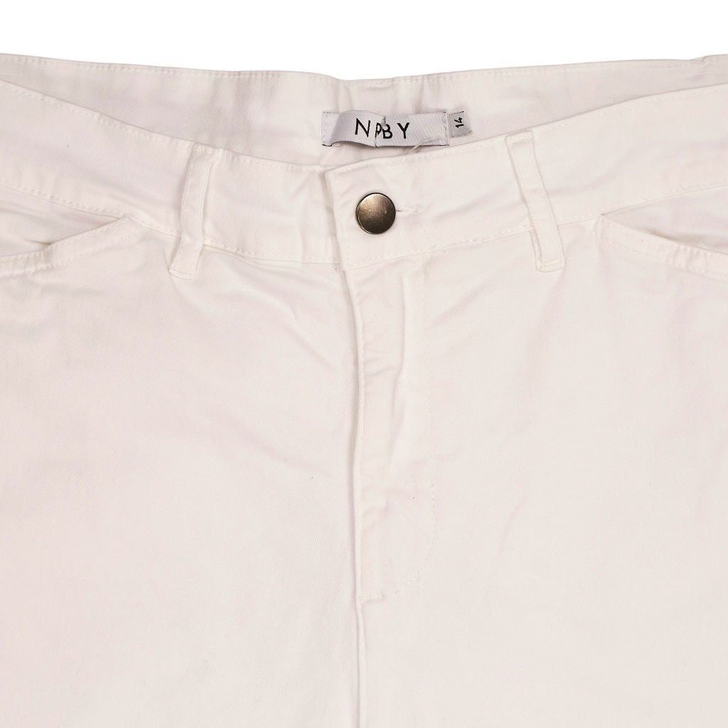 NRBY White Wide-Leg Cropped Trousers