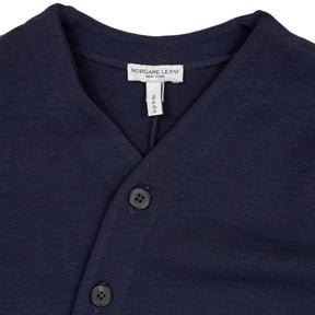 Morgane Le Fay Navy Asymmetric Wool Cardigan