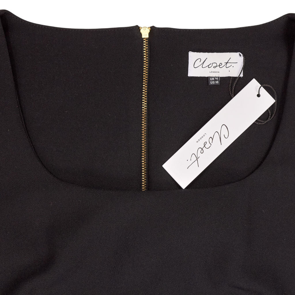 Closet London Black Square Neck Dress