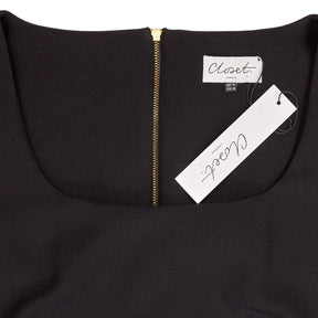 Closet London Black Square Neck Dress