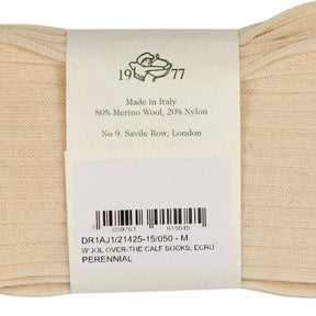 Drake's Ecru Merino Wool Over-The-Calf Socks