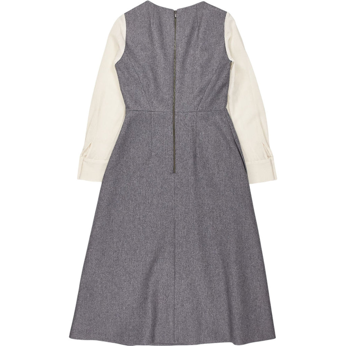Cefinn Grey Wool Dress with Cream Sleeves