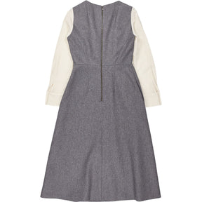 Cefinn Grey Wool Dress with Cream Sleeves