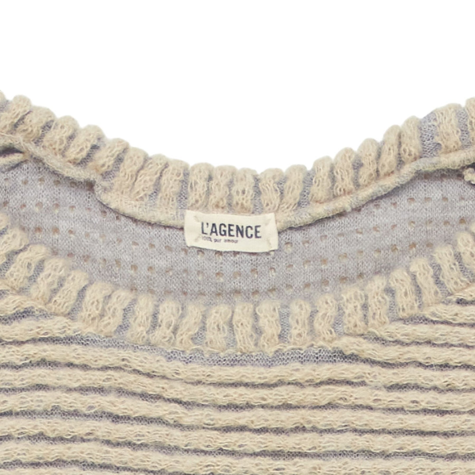 L'Agence Beige Striped Knit Sweater
