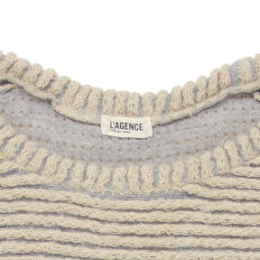 L'Agence Beige Striped Knit Sweater