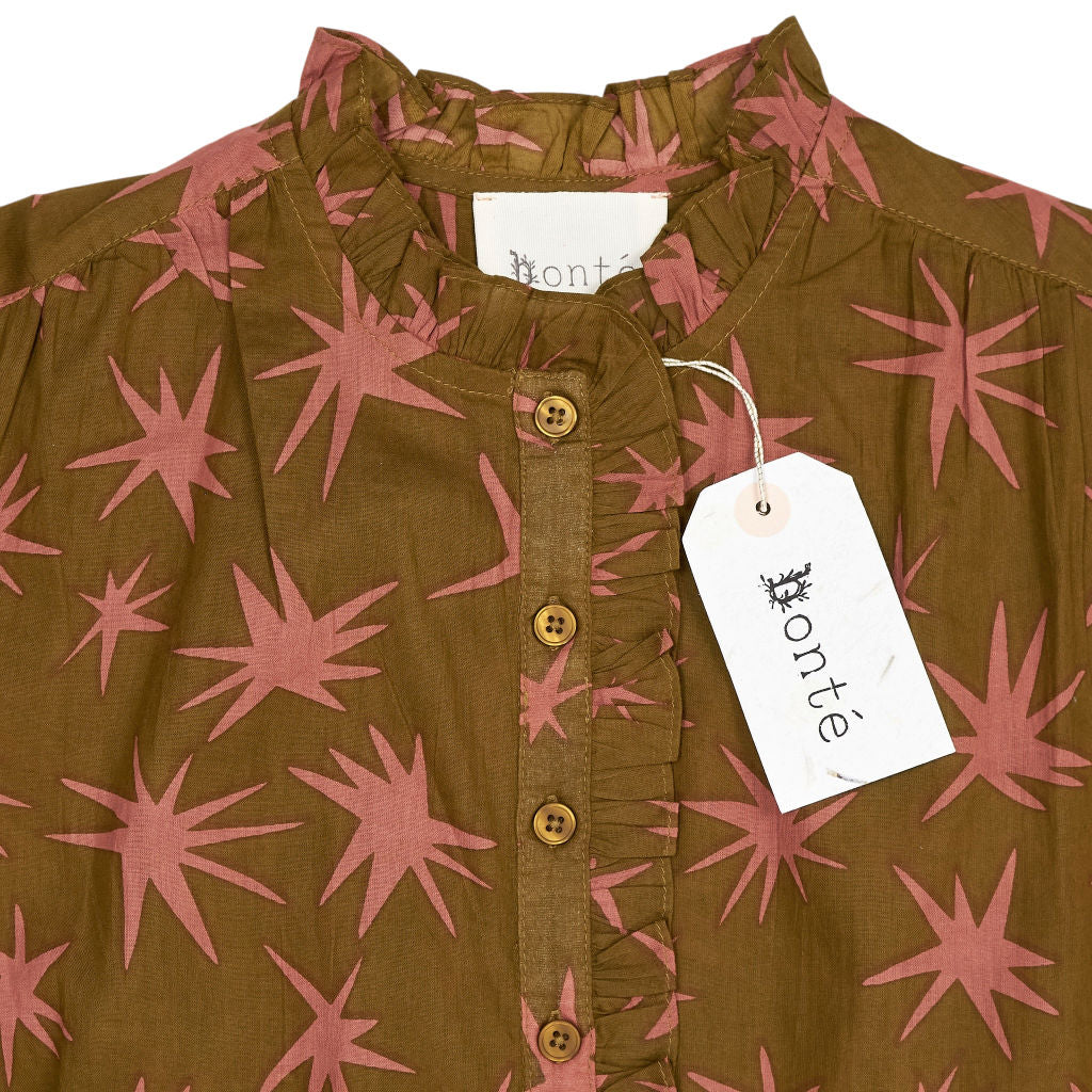 Bonte Brown Pink Star Print Anais Shirt