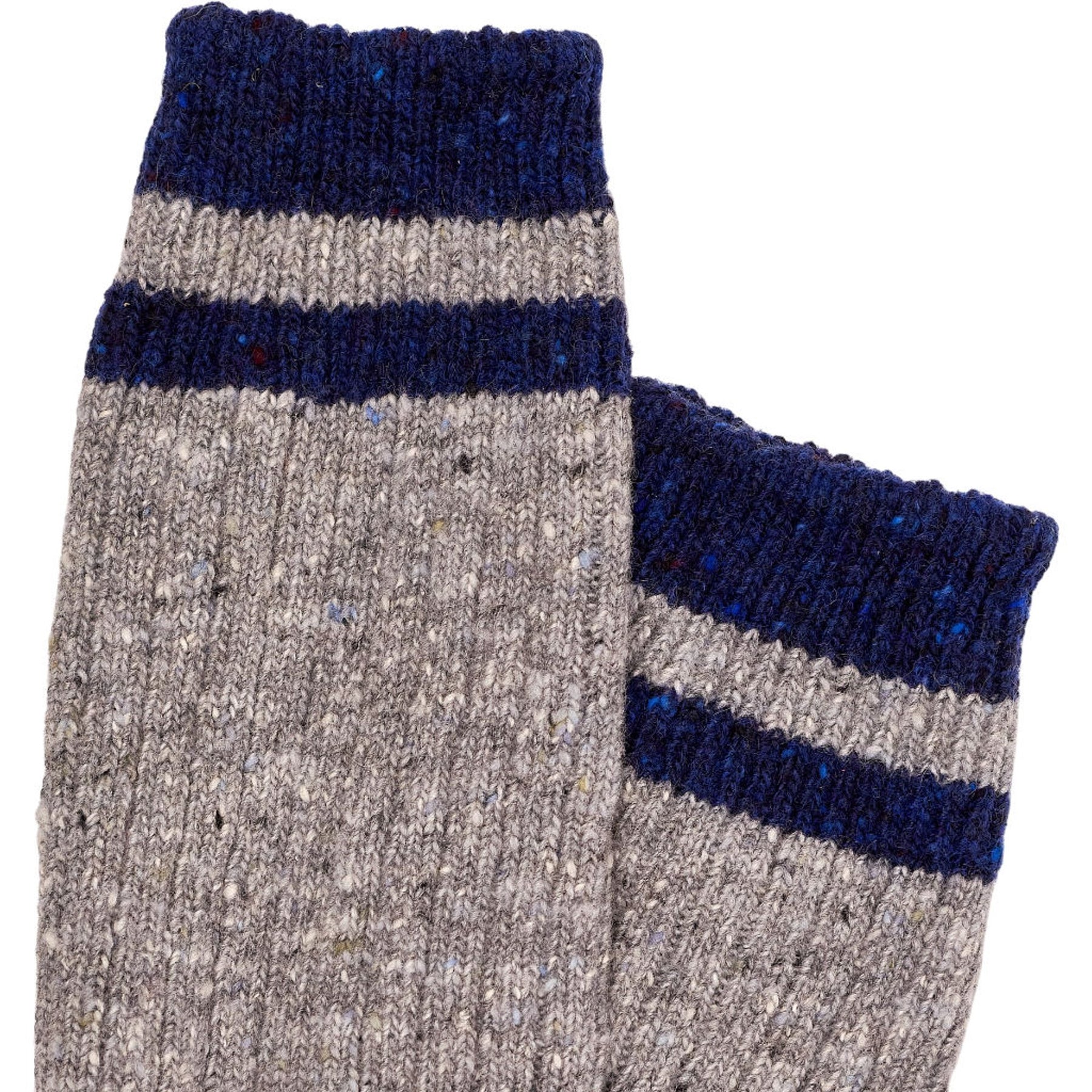Drakes Grey Blue Ribbed Socks
