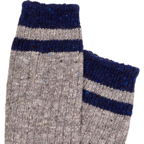 Drakes Grey Blue Ribbed Socks