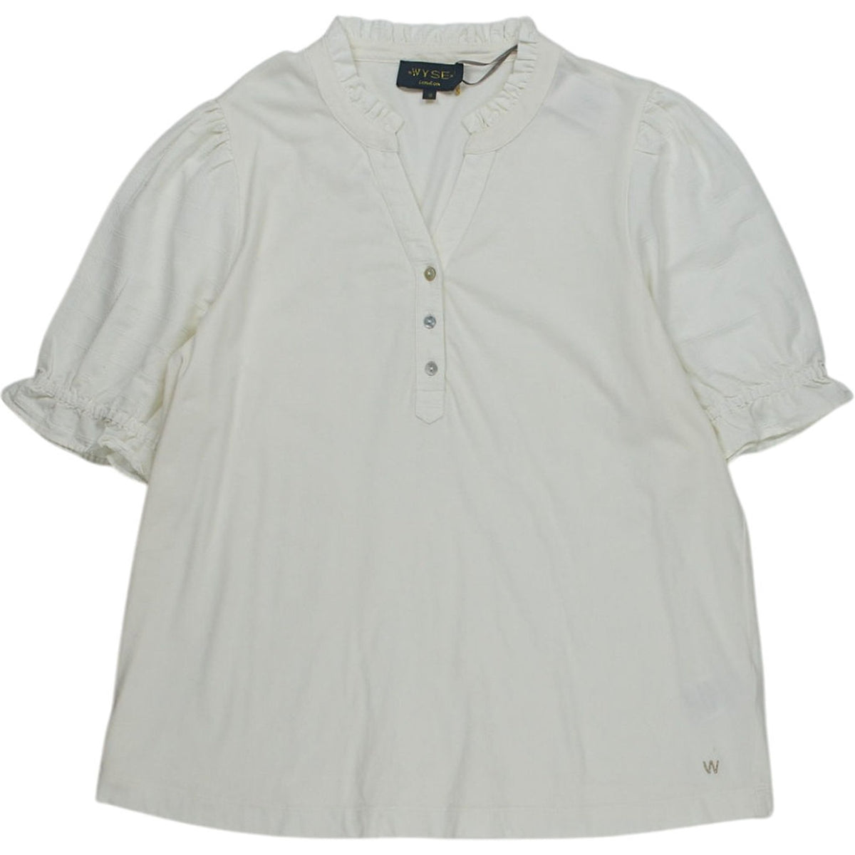 Wyse Cream Ruffle Sleeve Top