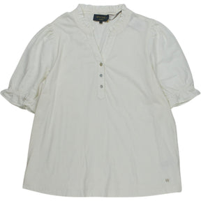 Wyse Cream Ruffle Sleeve Top