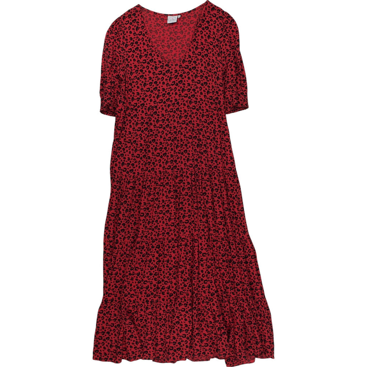 Scamp & Dude Red Leopard Print Midi Dress