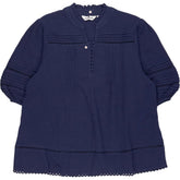 Lands' End Navy Button-Detail Blouse