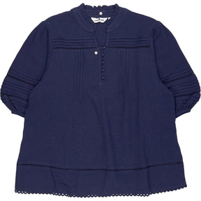 Lands' End Navy Button-Detail Blouse