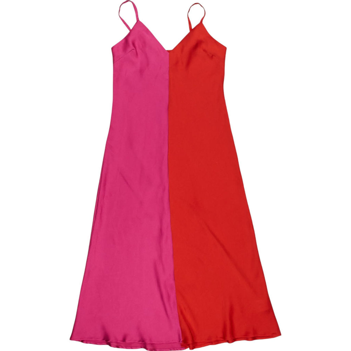 OMNES Pink Red Colourblock Slip Dress