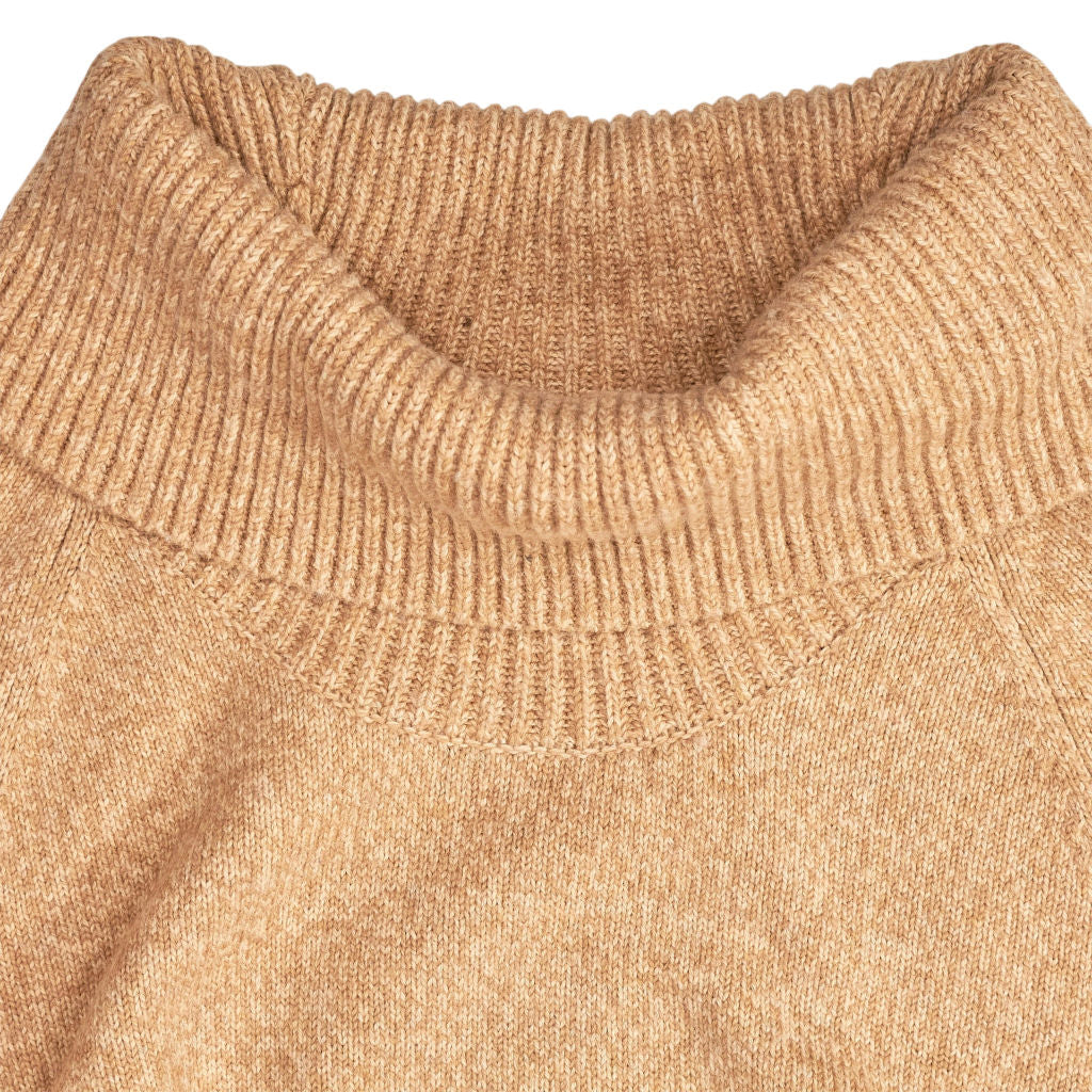 Lands' End Tan Wool Blend Roll Neck Jumper Dress