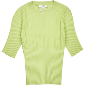 Frame Bright Lime Ribbed Sweater