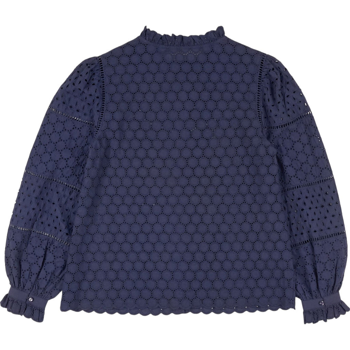 Wyse Broderie Anglais Navy Blouse