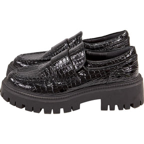 Topshop Black Croc-Embossed Loafers