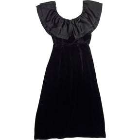 WYSE Black Velvet Ruffle Dress